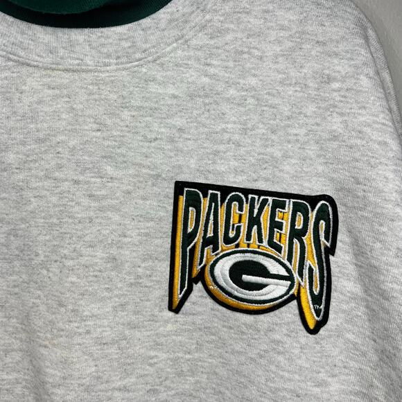 Vintage MFL Majestic Green Bay Packers Turtleneck Sweatshirt 90s LG Embroidered - Picture 3 of 10
